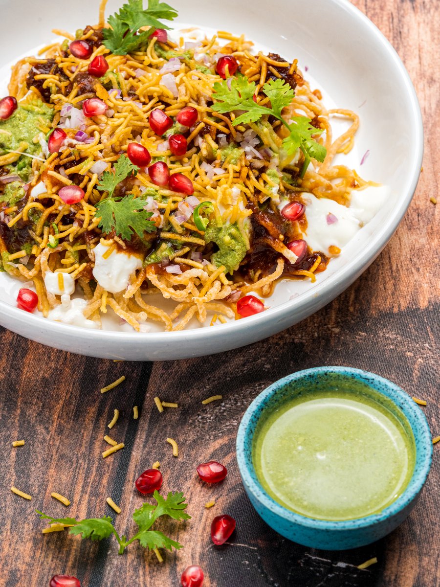 Chaat with green chutney at Imperial Kitchen Kowdiar, Trivandrum