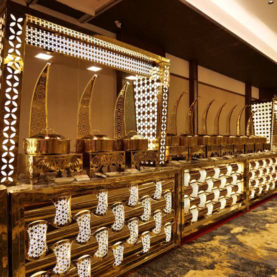Buffet counter set up by Imperial Kitchen catering